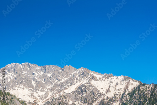 Beautiful snow covered mountains landscape Kashmir state, India .