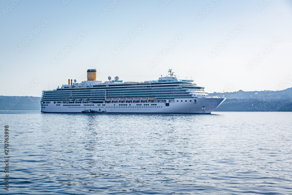 cruise liner in the sea near the island