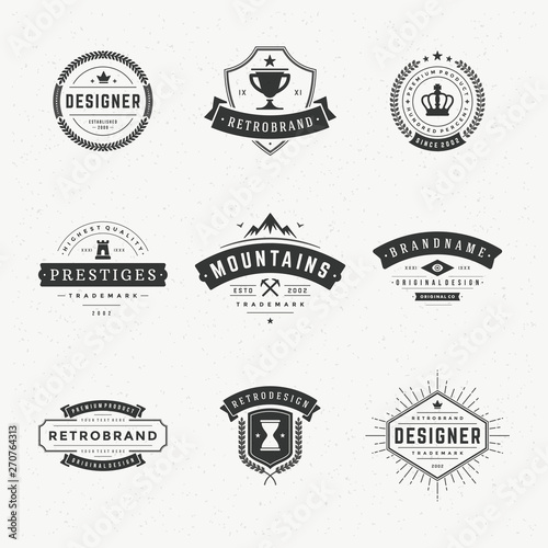Retro vintage labels or logos set vector design elements