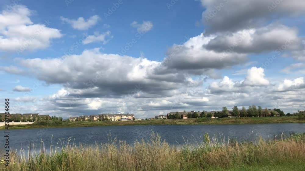 Beautiful time-lapse of clouds over a pristine lake in a neighborhood. Beautiful time-lapse of clouds over a pristine lake in a neighborhood.