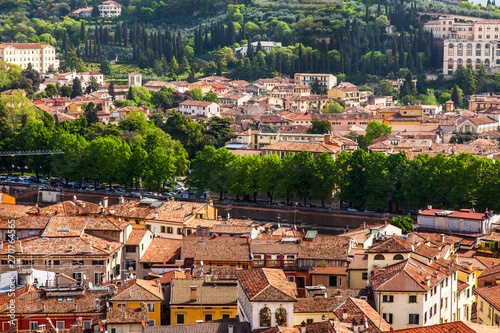 Verona, Italy, on April 28, 2019. A view of the city with viewpoint on a tower of Torre dei Lamberti photo