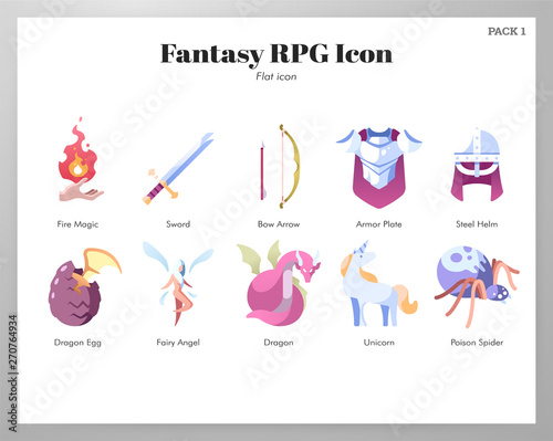 Fantasy RPG icons Flat pack