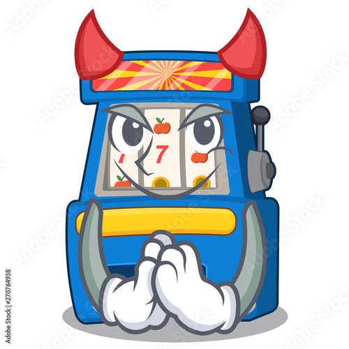 Devil slot machine next to cartoon chair