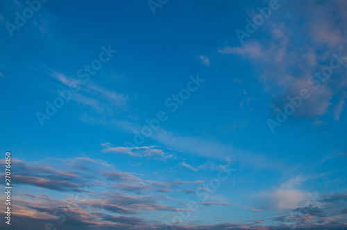 blue evening sky. Summer evening. Sunset red clouds