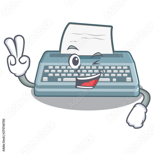 Two finger typewriter isolated with in the cartoon