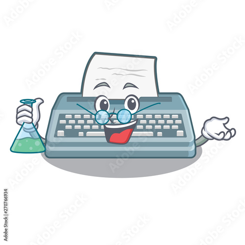 Professor typewriter isolated with in the cartoon