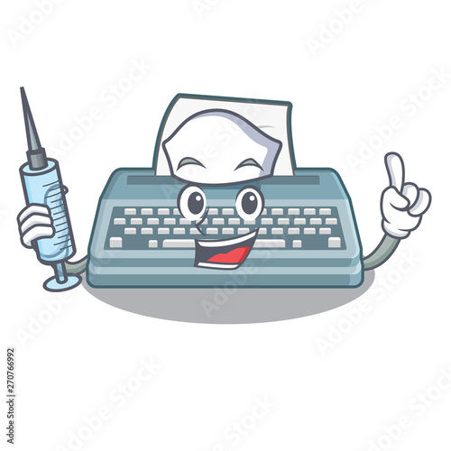 Nurse typewriter isolated with in the cartoon
