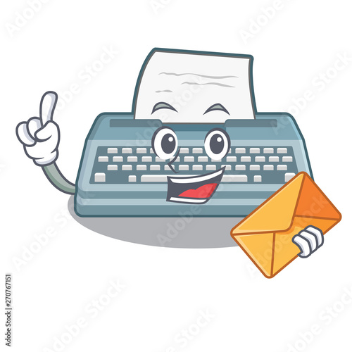 With envelope typewriter isolated with in the cartoon