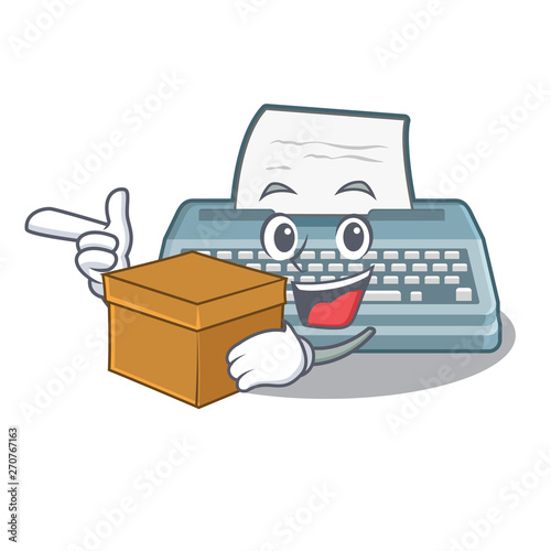 With box typewriter isolated with in the cartoon