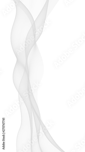 White abstract background. Fluttering white scarf. Waving on wind white fubric. 3D illustration