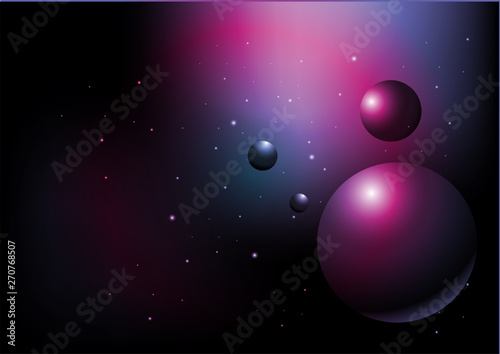 mysterious background with space objects in light effects