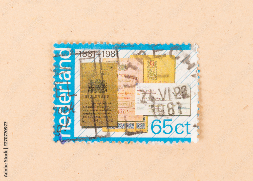 THE NETHERLANDS 1980: A stamp printed in the Netherlands shows old documents, circa 1980