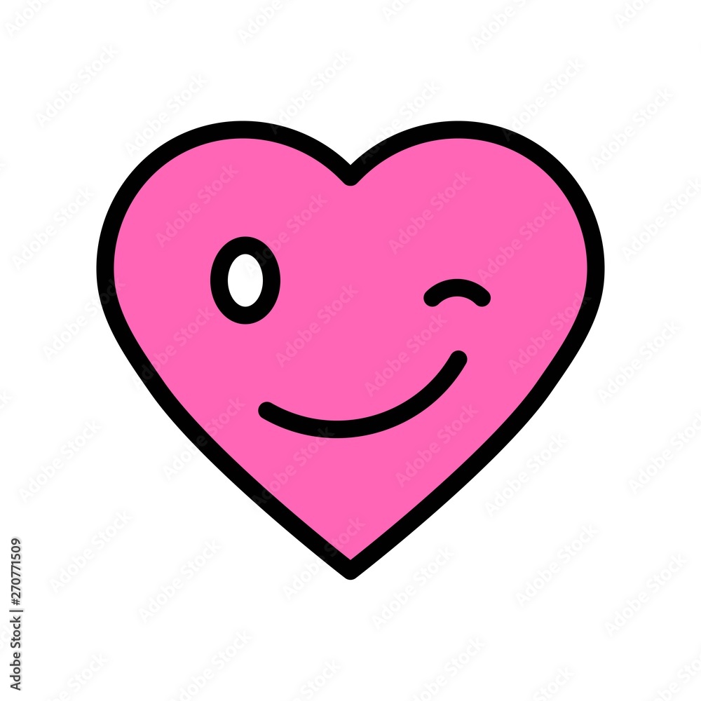 Heart emoticon vector illustration, filled style icon editable outline Heart emoticon vector illustration, filled style icon editable outline