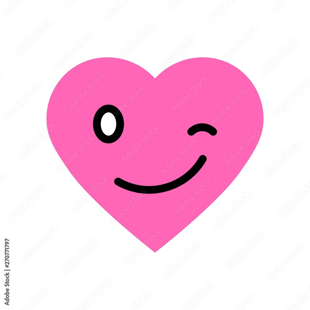Heart emoticon vector illustration, Isolated flat style icon Heart emoticon vector illustration, Isolated flat style icon