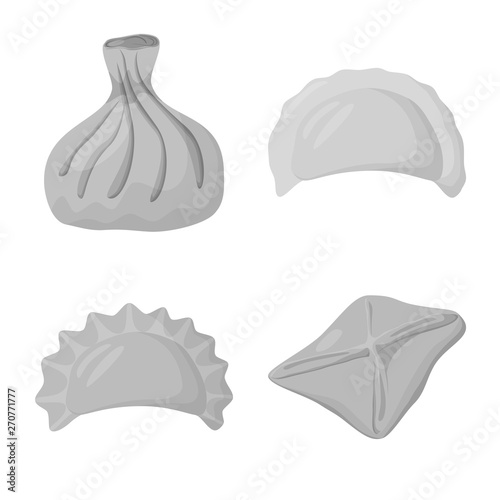 Isolated object of dumplings and stuffed icon. Collection of dumplings and dish stock vector illustration.