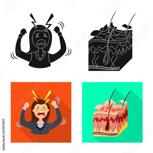 Vector design of medical and pain  sign. Collection of medical and disease vector icon for stock.