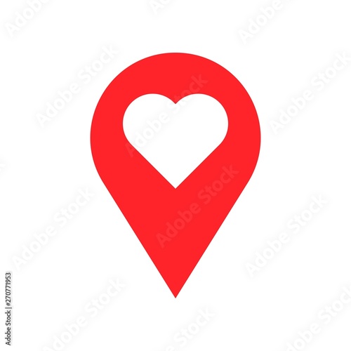 Heart pin vector illustration, Isolated flat style icon