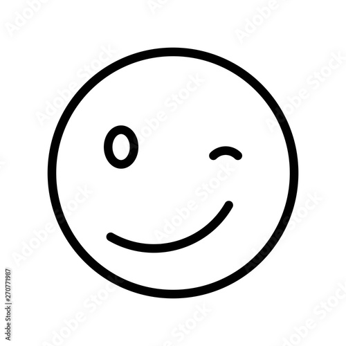 Smiling face vector illustration, line style icon editable outline