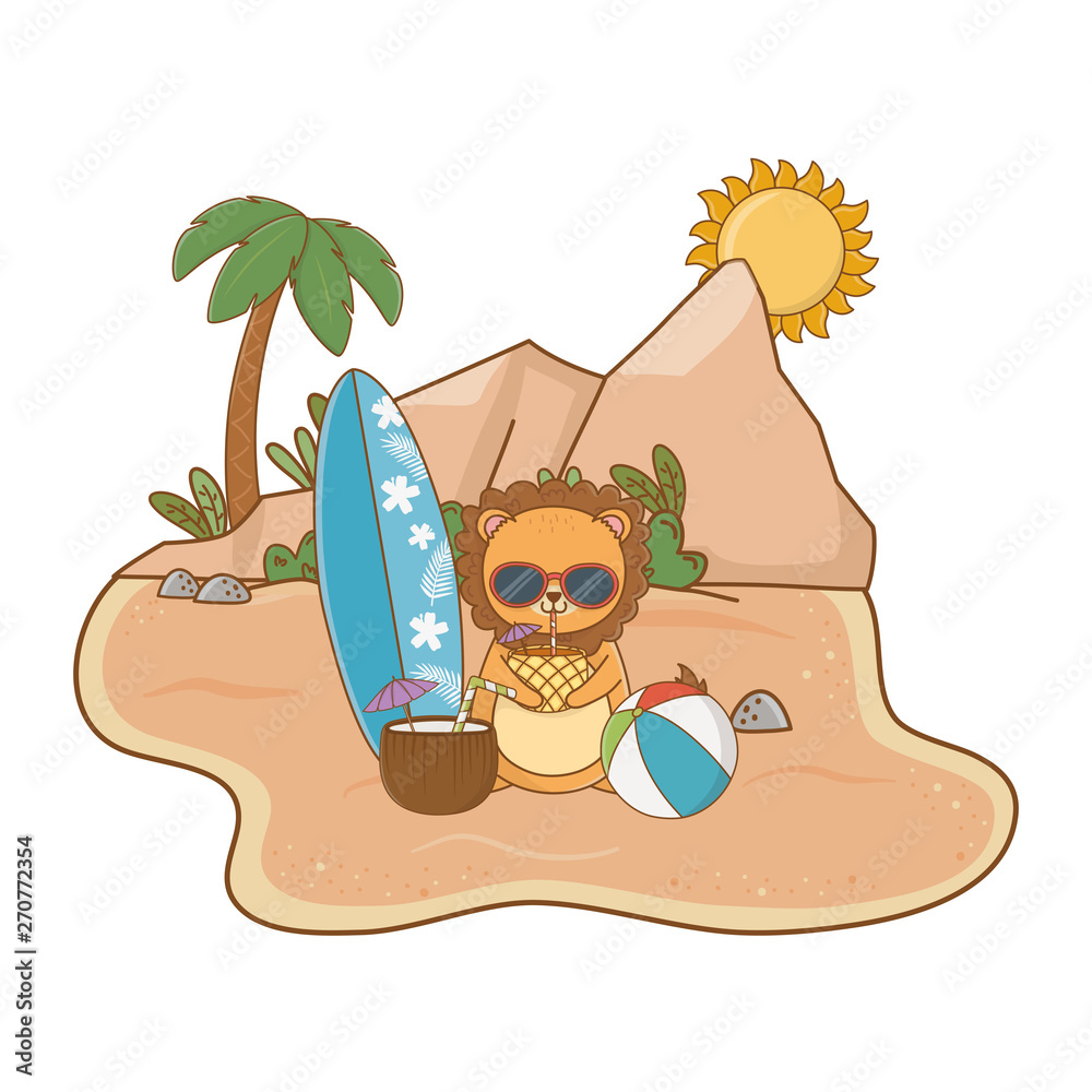 Fototapeta summer vacation relax cartoon vector illustration