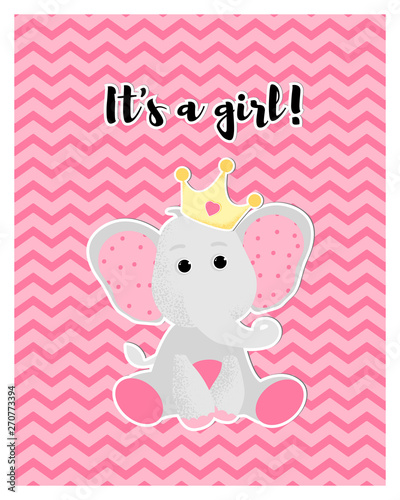 Vector of a cute pink baby elephant