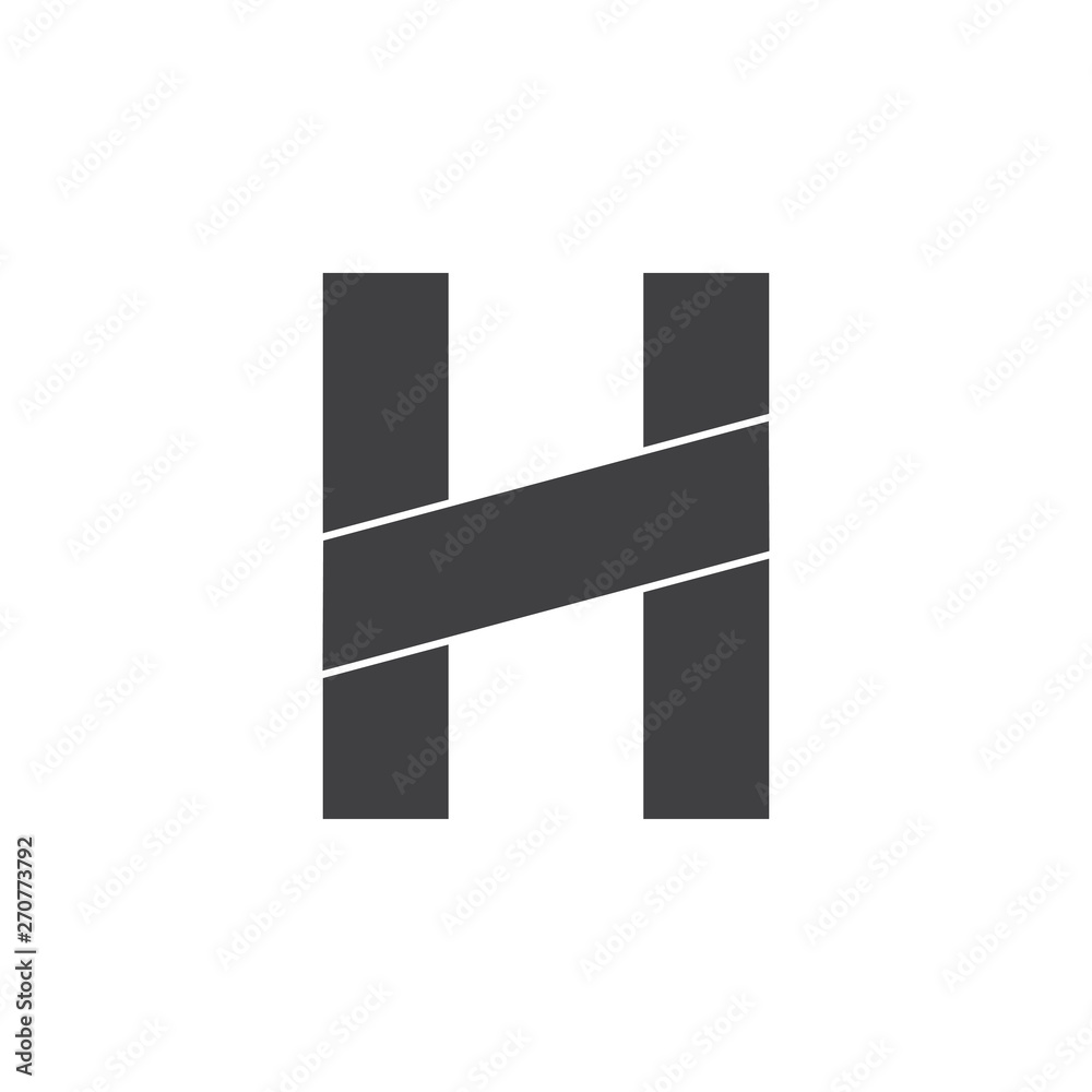 letter h simple geometric logo vector