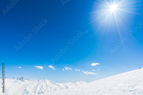 Beautiful snow covered mountains landscape Kashmir state, India .