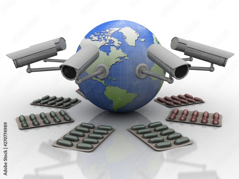 Fototapeta premium 3d rendering tablets security cctv camera