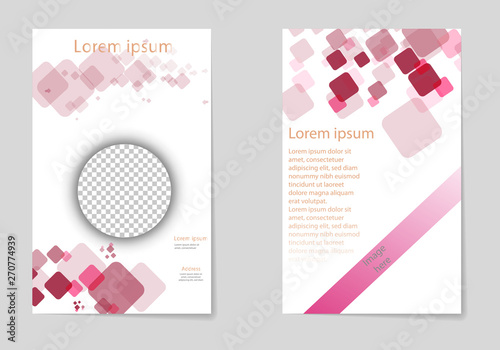 Brochure creative design. Multipurpose template with cover, back and inside pages. Trendy minimalist flat geometric design. Vertical a4 format.
