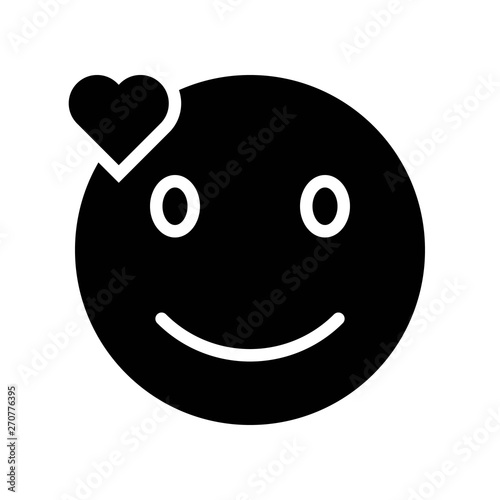Smiling face with heart vector illustration, Isolated solid style icon
