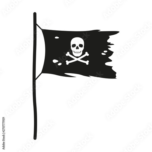 The icon is a pirate flag. Simple flat vector illustration