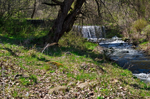 General view of Part at waterfall cascade of river Bistritsa between village  Bistritsa and village Pancharevo, place for tourism and travel in Vitosha mountain,  Bulgaria  photo