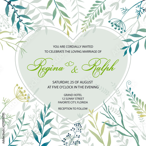Wedding invitation. Card, t...