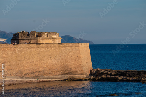 Gorgeous sea font and ramparts, Alghero (L'Alguer), province of Sassari , Sardinia, Italy. Famous for the beauty of its coast and beaches and its historical city center.