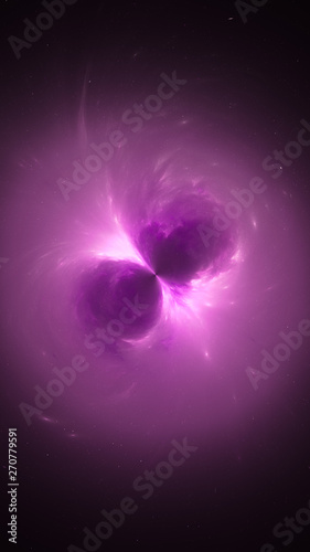 Purple glowing electromagnetic source in space