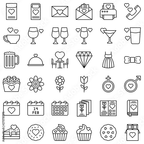 Wallpaper Mural Valentine related vector icon set, line style Torontodigital.ca
