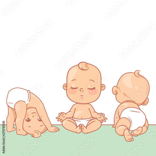 Cute little babies near blank text frame.