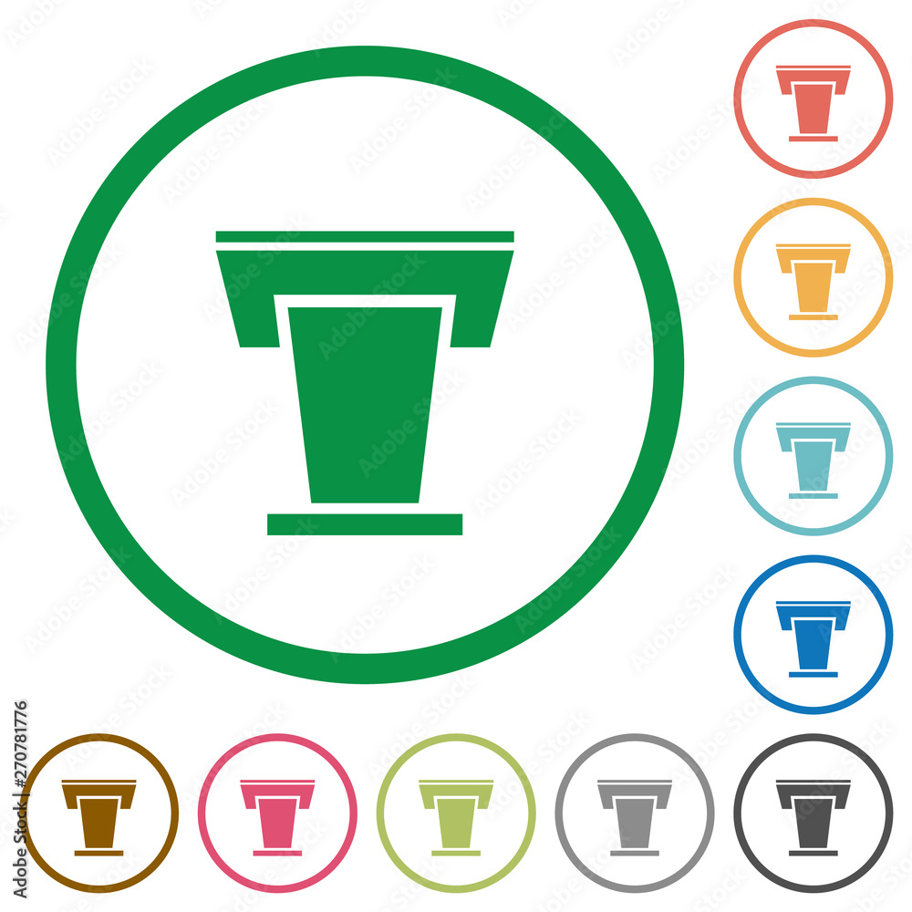 Conference podium flat icons with outlines