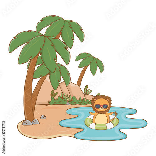 summer vacation relax cartoon vector illustration