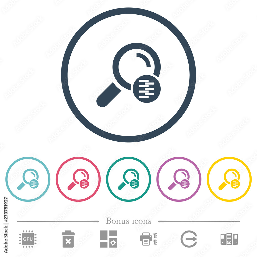 Search in compressed files flat color icons in round outlines Search in compressed files flat color icons in round outlines