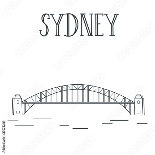 Sydney harbor bridge line art illustration.