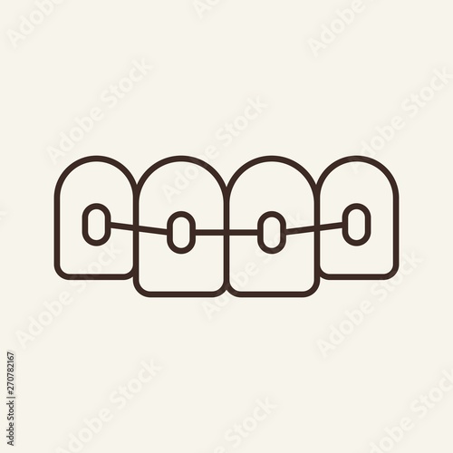 Braces line icon. Tooth, mouth, orthodontic equipment. Stomatology concept. Vector illustration can be used for topics like orthodontist, teen, cosmetic dentistry