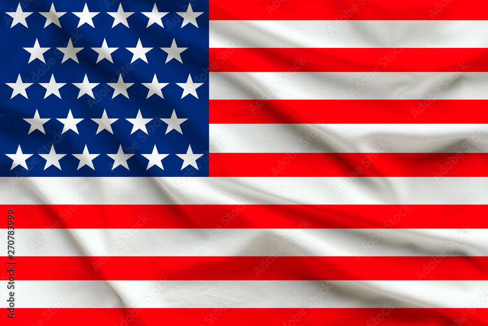 Fototapeta premium silk national flag of the USA with folds