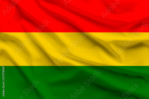 silk national flag of Bolivia with folds