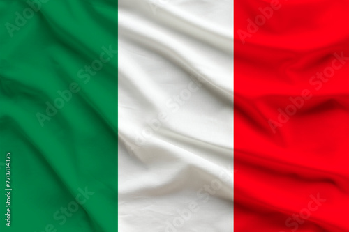 silk national flag of Italy with folds