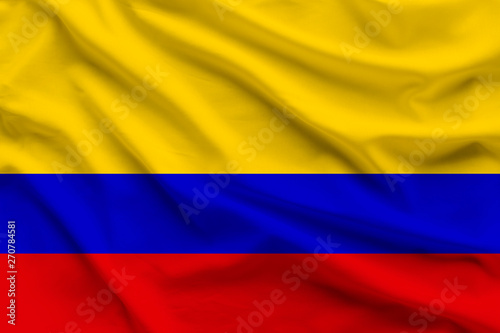 silk national flag of Colombia with folds