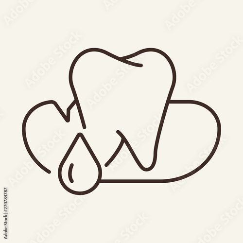 Gum bleeding line icon. Tooth, gum, drop. Stomatology concept. Vector illustration can be used for topics like dentist, oral hygiene, periodontal disease