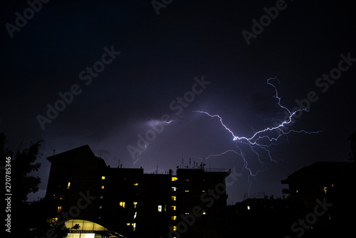 thunder storm at lightning in Rome at night