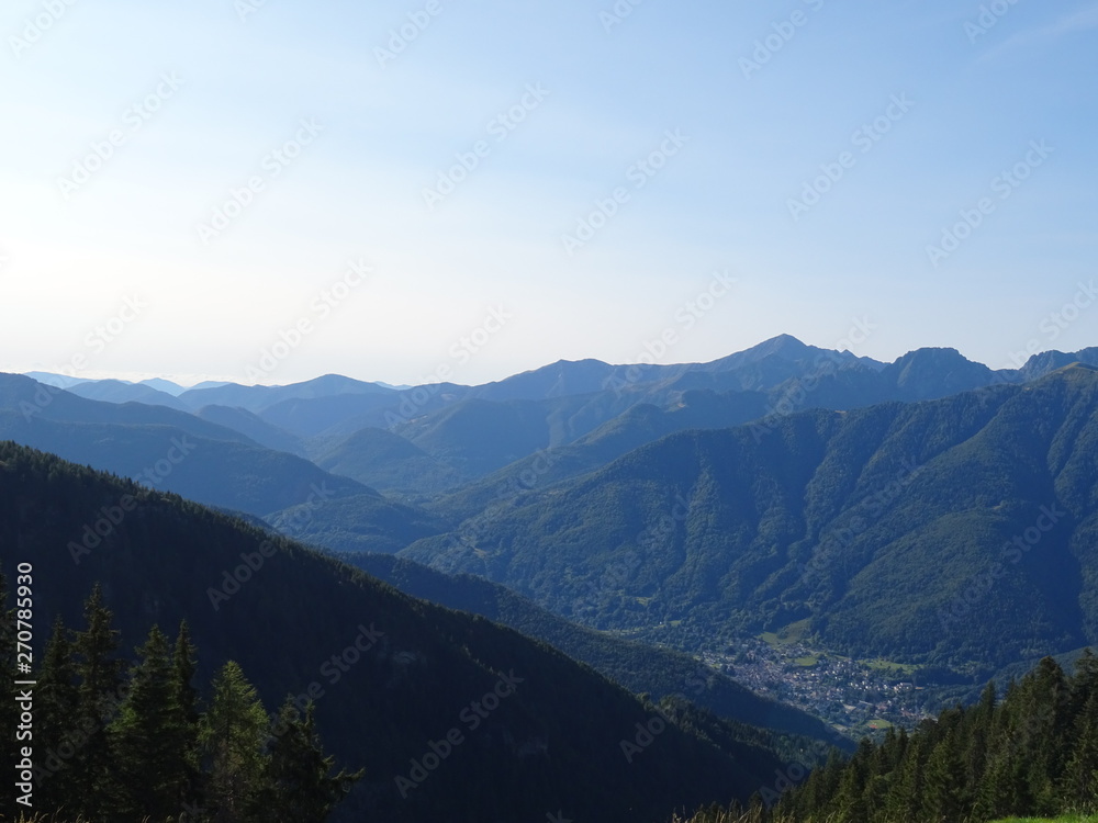 view of the Alps of the Val Vigezzo near the village of Santa Maria Maggiore, Piedmont, Italy - August 2018