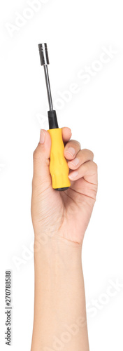 hand holding Nut Drivers isolated on a white background. photo