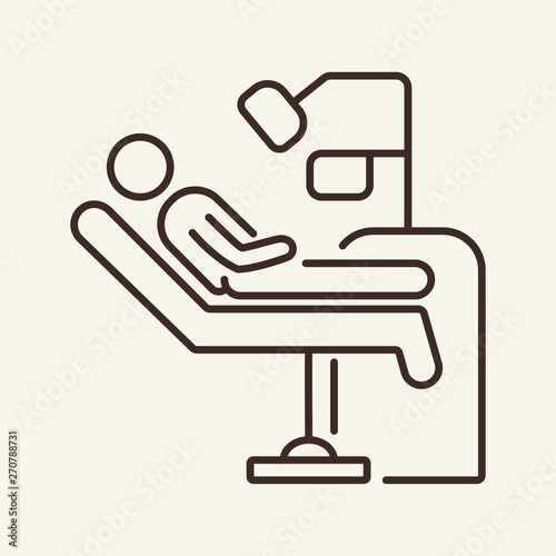 Dental office line icon. Patient, chair, cabinet. Stomatology concept. Vector illustration can be used for topics like dentist, medical equipment, clinic
